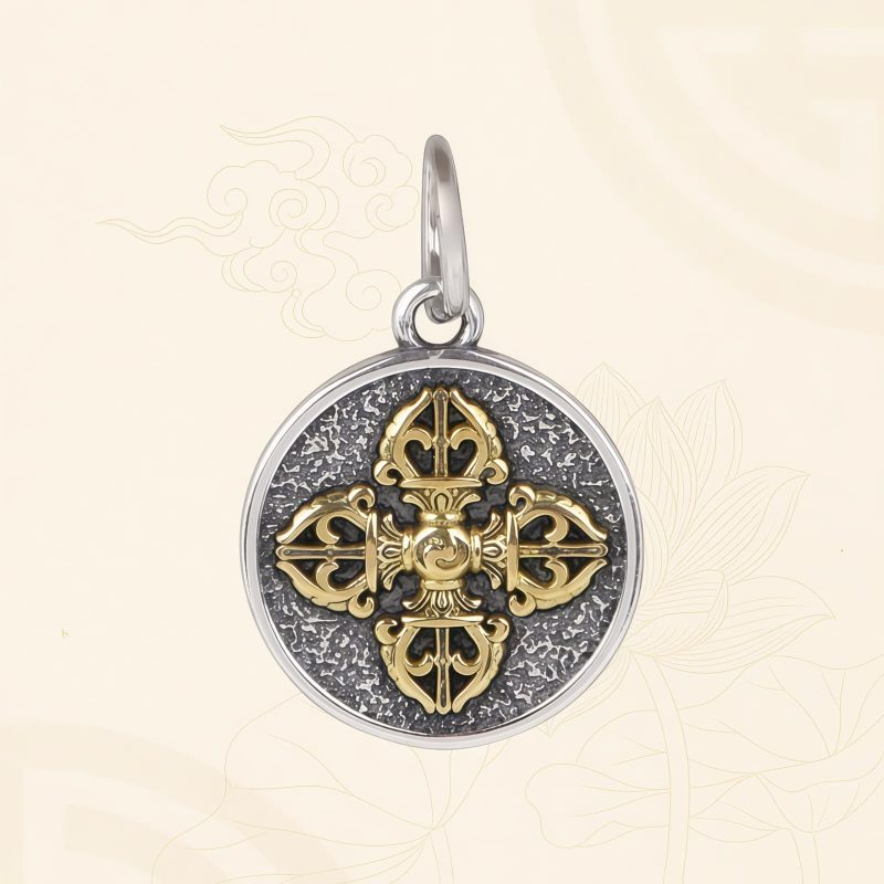 Tibetan 925 Sterling Silver Double Dorje Vajra Blessing Necklace Tibetan 925 Sterling Silver Double Dorje Vajra Blessing Necklace