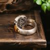 Tibetan 925 Sterling Silver Goddess of Wealth Dzi Bead Ring Tibetan 925 Sterling Silver Goddess of Wealth Dzi Bead Ring