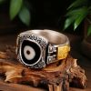 Tibetan 925 Sterling Silver Goddess of Wealth Dzi Bead Ring Tibetan 925 Sterling Silver Goddess of Wealth Dzi Bead Ring