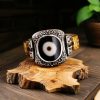 Tibetan 925 Sterling Silver Goddess of Wealth Dzi Bead Ring Tibetan 925 Sterling Silver Goddess of Wealth Dzi Bead Ring