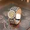 Tibetan Carved Copper Coin Rotatable Ring Tibetan Carved Copper Coin Rotatable Ring