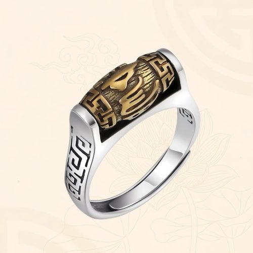 Anillo Tibetano Giratorio de Cobre con Mantra Tallado