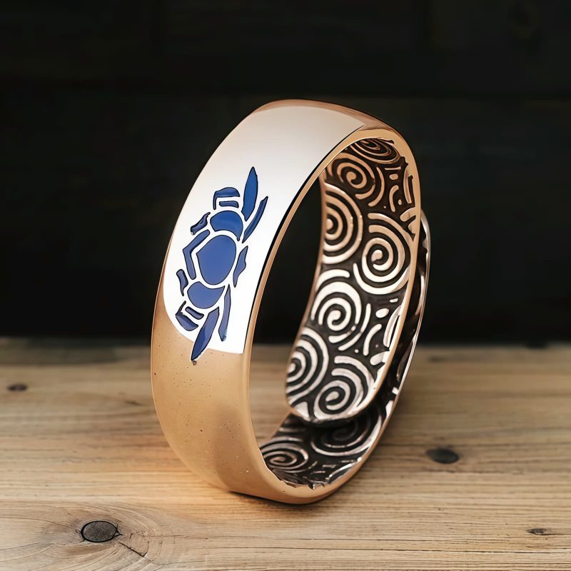 Tibetan Copper Blue Lotus Enlightenment Ring Tibetan Copper Blue Lotus Enlightenment Ring