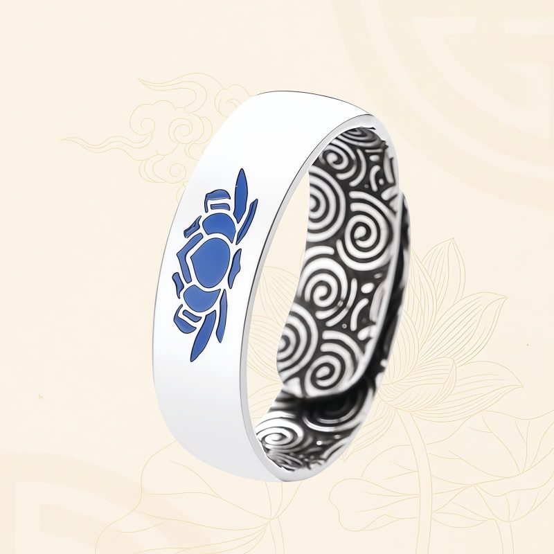 Tibetan Copper Blue Lotus Enlightenment Ring Tibetan Copper Blue Lotus Enlightenment Ring