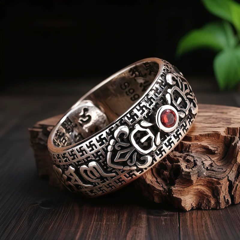 Tibetan Copper Wealth Ring with Ruby Tibetan Copper Wealth Ring with Ruby