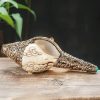 チベット彫刻 法螺貝(シャンカ) 仏教装飾品|招財と精神の静寂 Tibetan Engraved Shankha Buddha Wealth Decor