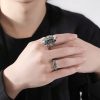 Tibetan Garuda Dzi Rotatable Peace Ring Tibetan Garuda Dzi Rotatable Peace Ring