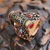Tibetan Garuda Dzi Rotatable Peace Ring Tibetan Garuda Dzi Rotatable Peace Ring