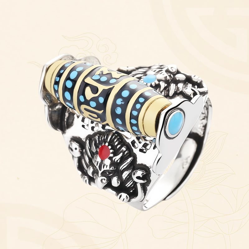 Tibetan Garuda Dzi Rotatable Peace Ring Tibetan Garuda Dzi Rotatable Peace Ring