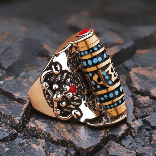 Anillo de la Paz Rotatorio Dzi Garuda Tibetano