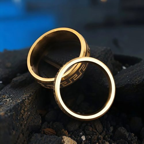 チベット万里の長城文様 チタン鋼リング｜普遍的な調和を纏うユニセックス・アクセサリー