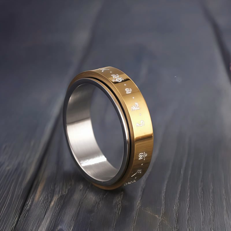 Tibetan Mantra Rotatable Titanium Steel Ring Tibetan Mantra Rotatable Titanium Steel Ring