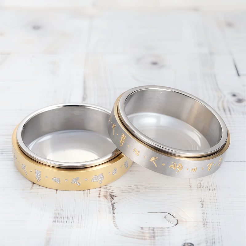 Tibetan Mantra Rotatable Titanium Steel Ring Tibetan Mantra Rotatable Titanium Steel Ring