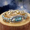 Pulsera Tibetana de Ágata Dzi de Nueve Ojos y Turquesa para Protección Tibetan Nine-Eye Dzi Bead Turquoise Protection Bracelet