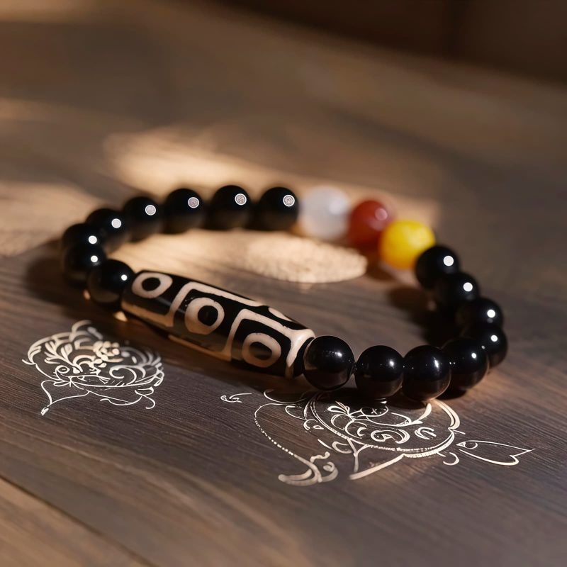 Tibetan Nine-Eye Dzi Bead Wealth Power Bracelet Tibetan Nine-Eye Dzi Bead Wealth Power Bracelet