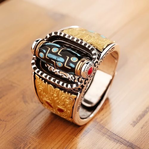 Anillo Tibetano Giratorio Dzi de 9 Ojos: Abundancia y Protección