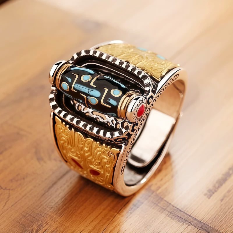 Tibetan Nine-Eye Dzi Rotatable Wealth Ring Tibetan Nine-Eye Dzi Rotatable Wealth Ring