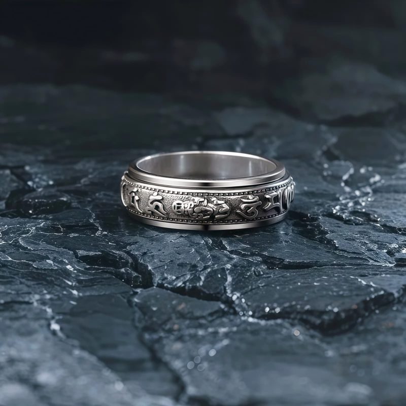 Tibetischer Om Mani Padme Hum PiXiu Ring für Wohlstand & Glück Tibetan Om Mani Padme Hum PiXiu Wealth Luck Ring