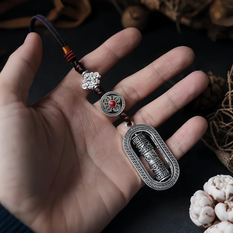 Tibetan Om Mani Padme Hum Prayer Wheel Car Hanging Decoration Tibetan Om Mani Padme Hum Prayer Wheel Car Hanging Decoration