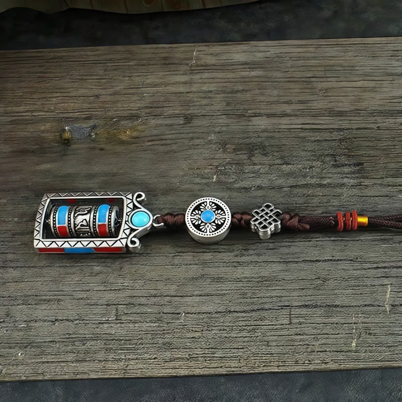 Six True Words Tibetan Prayer Wheel Keychain Six True Words Tibetan Prayer Wheel Keychain