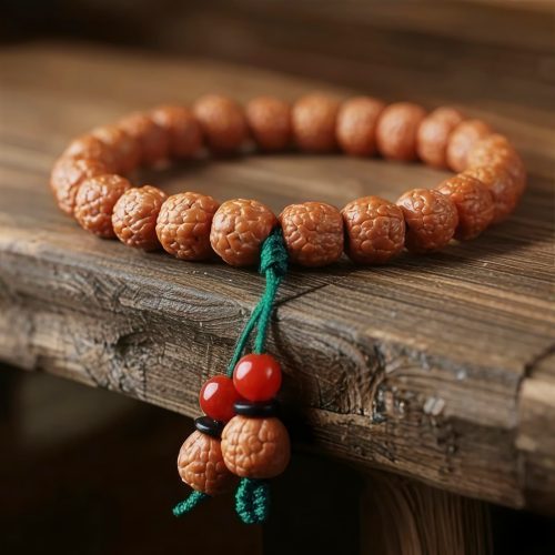 チベット風 菩提樹の実・ルドラクシャ・アゲート ブレスレット