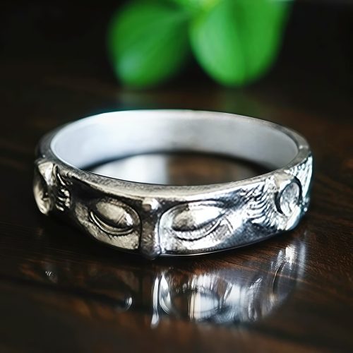 999 Silver Tibetan Buddha Eyes Protection Ring