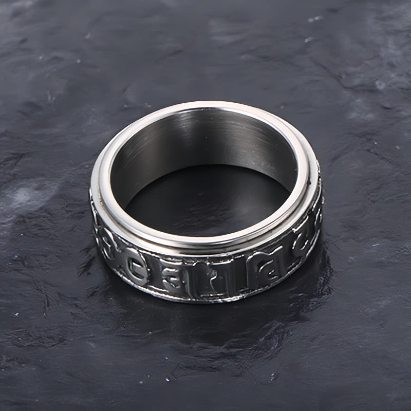 Tibetan Om Mani Padme Hum Titanium Steel Spinner Ring Tibetan Om Mani Padme Hum Titanium Steel Spinner Ring