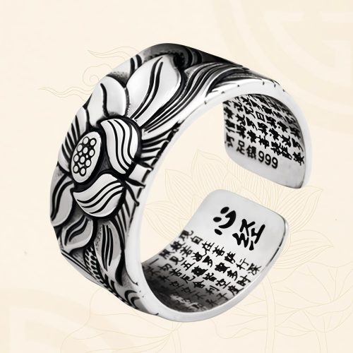 Anillo Tibetano del Despertar: Cobre Blanco y Loto Sagrado