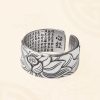 Tibetan White Copper Enlightenment Ring with Lotus Tibetan White Copper Enlightenment Ring with Lotus