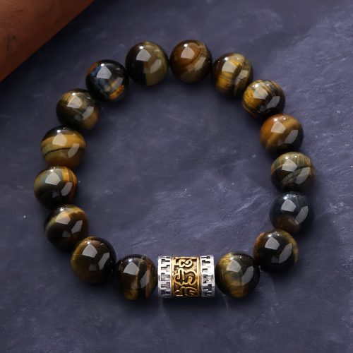 Mut-Armband aus Tigerauge mit den Sechs Heiligen Silben