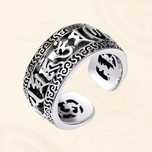 Anillo Tibetano Vintage Om Mani Padme Hum de Cobre Puro
