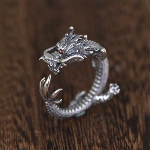 925 Silver Dragon Luck Protection Ring