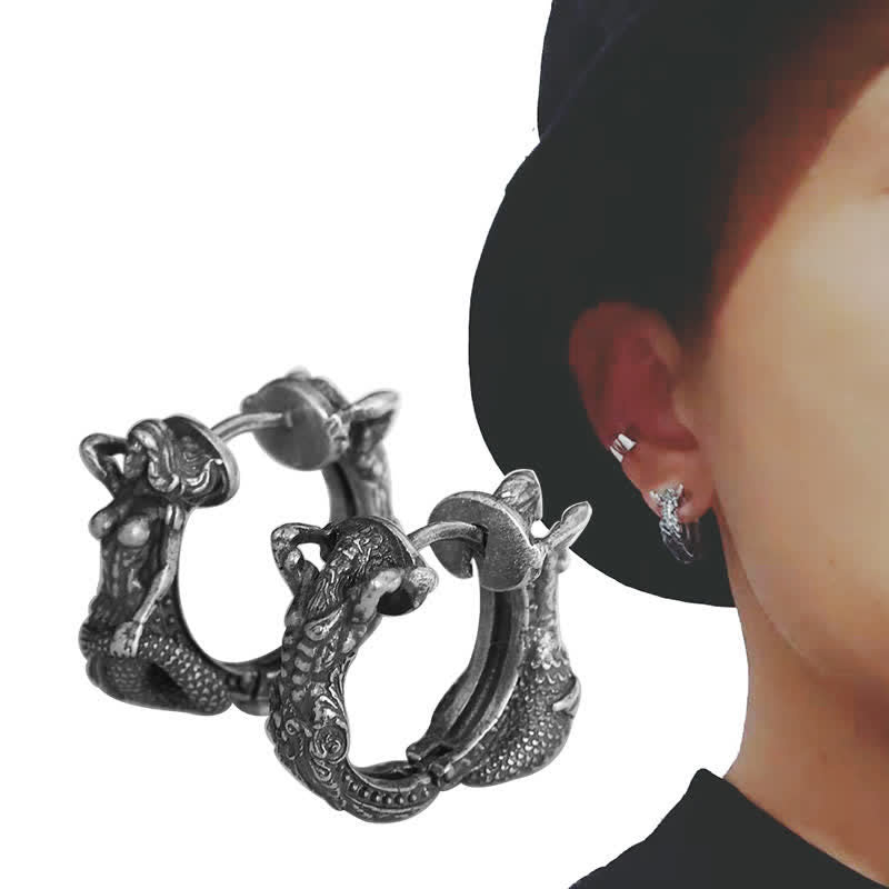 925 Sterling Silver Dragon Protection Earrings