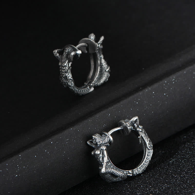 925 Sterling Silver Dragon Protection Earrings