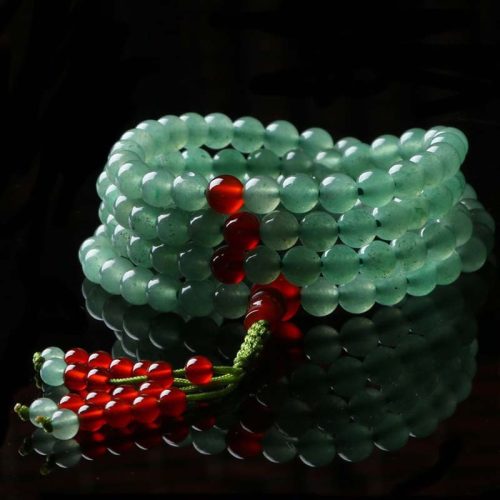 Green Aventurine Red Agate Lucky Mala Bracelet