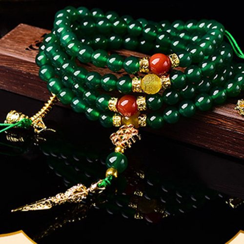 Natural Green Agate Success Mala Bracelet