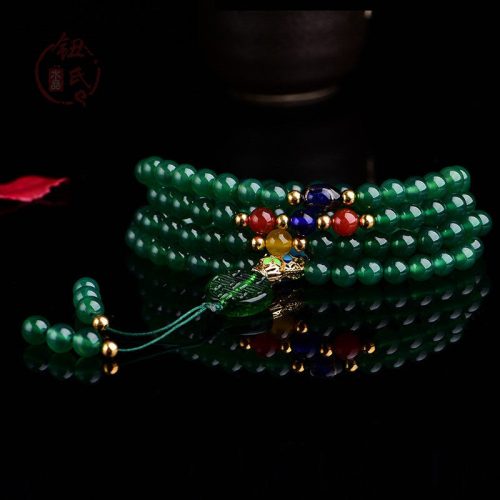 Green Agate 108 Mala Beads Bracelet