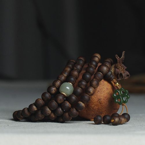 999 Gold Agarwood Peace Bracelet with 108 Mala Beads