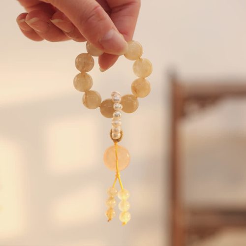 Citrine Peace Wrist Mala for Prosperity