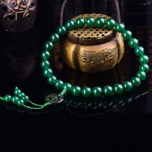 Natural Green Agate Wrist Mala for Manifestation