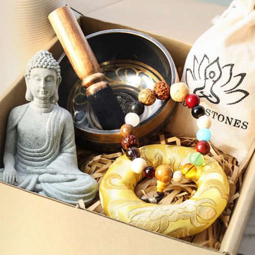 Tibetan Meditation Gift Bundle with Singing Bowl and Mala