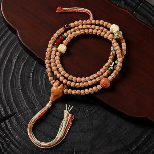 Bodhi Seed Red Agate Wisdom Mala Bracelet