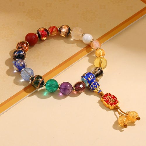 Tibetan Liuli Glass Om Mani Padme Hum Wrist Mala