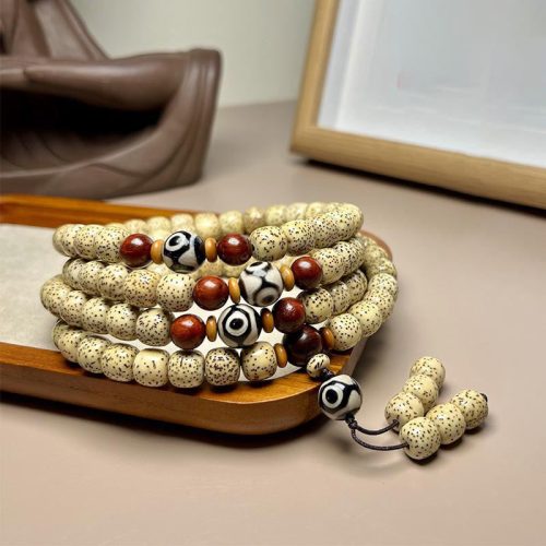 Tibetan Dzi Bead Mala Bracelet for Protection