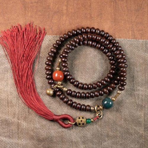 Natural Tibetan Purple Bodhi Seed 108 Bead Bracelet