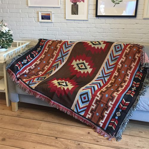 Tibetan Hand-Dyed Geometric Blanket