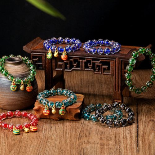 Gold Swallowing Beast Liuli Glass Success Bracelet