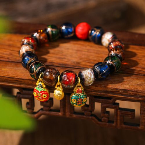 Gold Swallowing Beast Colorful Cinnabar Bracelet