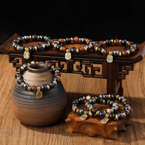 Tibetan Zakiram Goddess of Wealth Liuli Glass Luck Bracelet