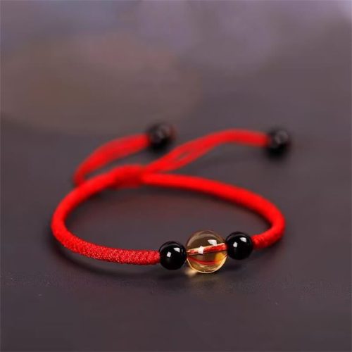 Citrine Black Obsidian King Kong Knot Bracelet